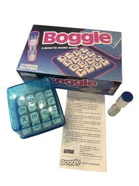 Vintage 1992 Boggle 3-Minute Shaker Word Game by Parker Brothers Complete